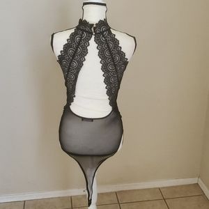 Lace/mesh body suit